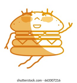 silhouette kawaii cute happy humburger food