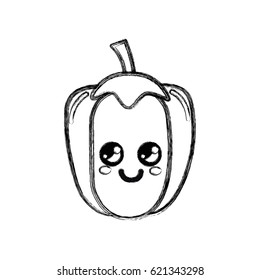 silhouette kawaii cute happy pepper vegetable