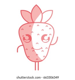silhouette kawaii cute happy strawberry fruit