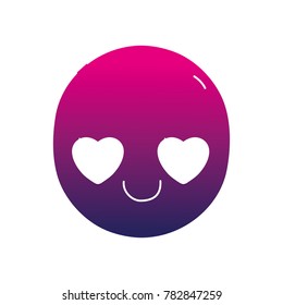 silhouette kawaii cute in love face expression