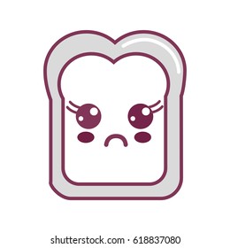 silhouette kawaii cute surprised bread icon