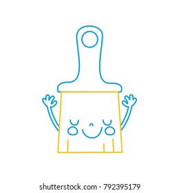 silhouette kawaii happy brush object with arms