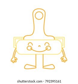 silhouette kawaii happy paint roller with arms and legs