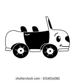 silhouette kawaii happy sport car transport