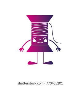 silhouette kawaii happy thread object with arms and legs