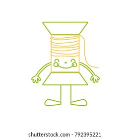 silhouette kawaii happy thread object with arms and legs