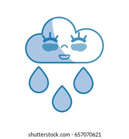 silhouette kawaii nice happy cloud raining