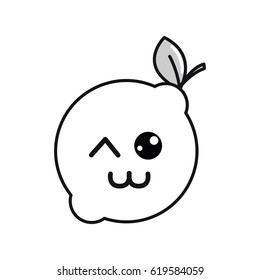 silhouette kawaii nice happy lemon icon