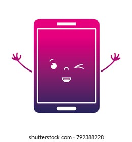 silhouette kawaii smartphone cute funny face