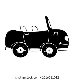 silhouette kawaii smile sport car transport