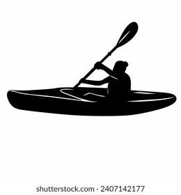 Silhouette kayak vector, kayak silhouette clip art, kayak fishing silhouette, canoe silhouette, kayaking boat vector