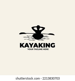 Silhouette of kayaking logo design