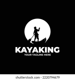 Silhouette of kayaking logo design