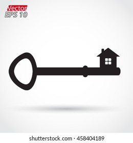 silhouette key house shape / vector illustration