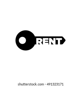 silhouette key with negative space of Rental service. vector illustration