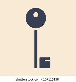 silhouette of a key of several components with a dark cast on a light background, flat