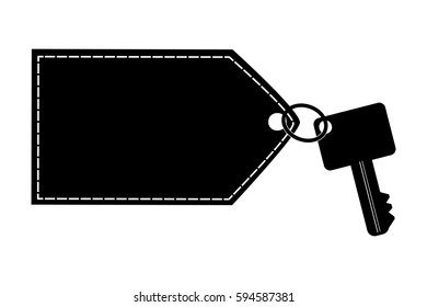 Silhouette Key with Tag, Isolated on White
