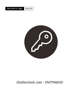 Silhouette of keys in black circle. A key icon that can also be used as a logo for a company engaged in security services.