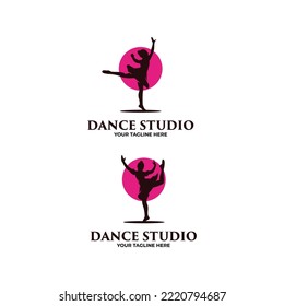 Silhouette of kid ballet logo design
