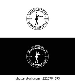 Silhouette of kid ballet logo design template