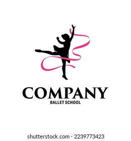 Silhouette of kid ballet logo design