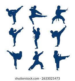silhouette kid karate collection set vector design