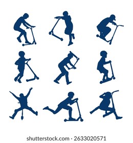 silhouette kid play scooter set