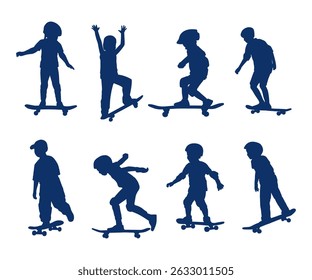 silhouette kid playing skateboard collection