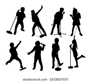 silhouette kid singing collection set simple design