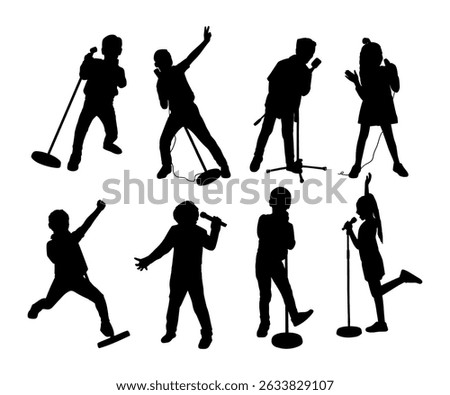 silhouette kid singing collection set simple design