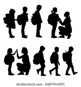 silhouette kids back to school collection vector illustration design