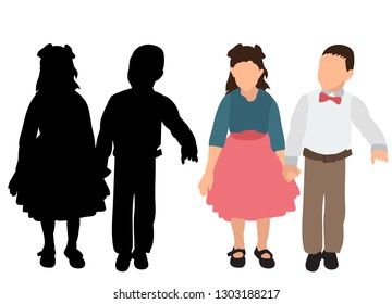 silhouette kids set isolated