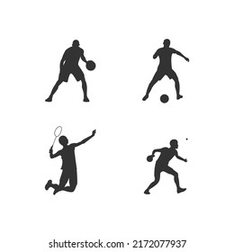 silhouette Kinds of sports on white background, set of Kinds of sports silhouette