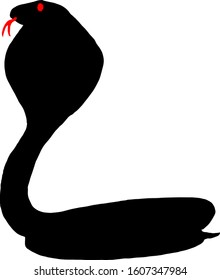 Silhouette of a King Cobra, also known as hamadryad, posing for a strike. Vector illustration. 