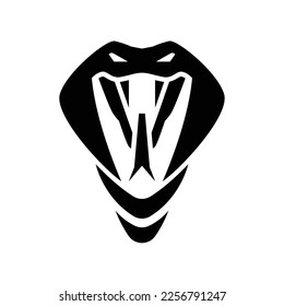 silhouette of king cobra snake head and canine teeth logo vector