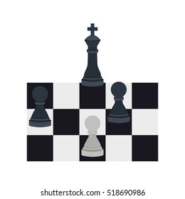 silhouette with king and pawns chess