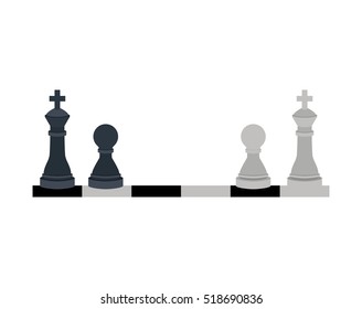 silhouette with kings and pawns chess