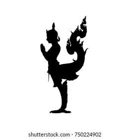 Silhouette kinnaree isolated on white background. Symbol for your web site design, logo, app, UI. Vector illustration, EPS