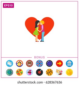Silhouette of kissing people vector icon
