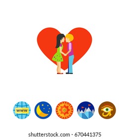 Silhouette of kissing people vector icon