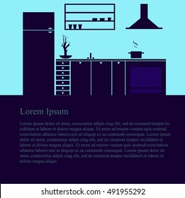 Silhouette kitchen interior design. 