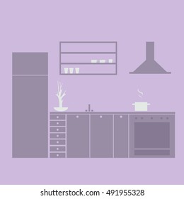 Silhouette kitchen interior design. 