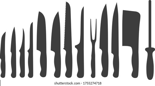 la silueta de un cuchillo de cocina es apta para hacer iconos o diseños de logotipo