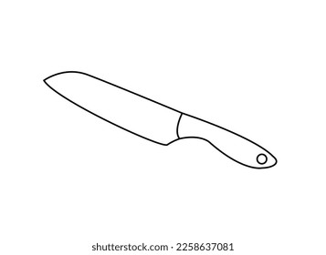 silhouette kitchen knife vector illustration, kitchen chef knife in flat style isolated on white background. Food tool accessory. Kitchen tool accessory. Restaurant tool. Chef knife icon. Chef knife