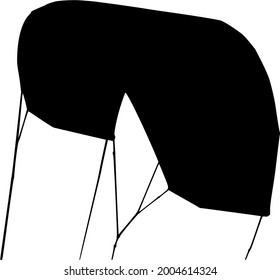 Silhouette of kite surfing kite with lines.