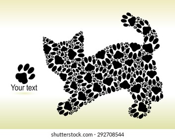Silhouette of a kitten from cat traces