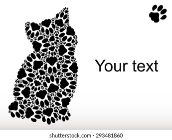 Silhouette of a kitten from cat traces