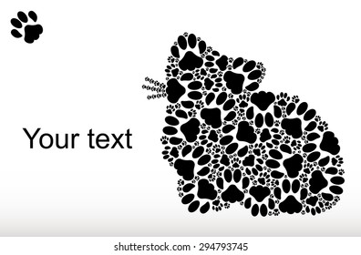 Silhouette of a kitten from cat traces