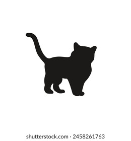 Silueta de un gatito en Vector, estilo plano.