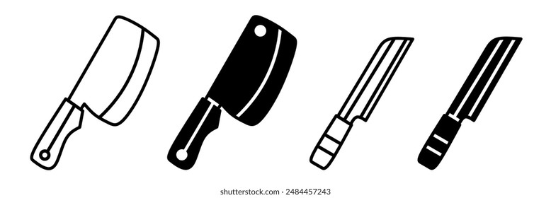 Silhouette of knife icon illustration on white background. Knife icon set for business. Stock vector